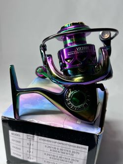 Chameleon multi color spinning reel