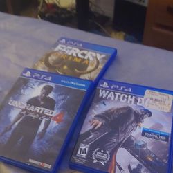 4 Game Bundle, Watchdogs 1,2, Farcry Primal, Uncharted 4