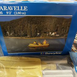 New Inflatable Boat, Oars And Life Vests