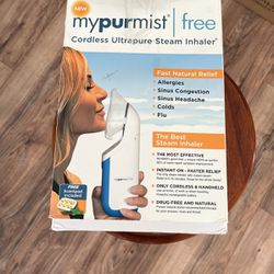 MYURMIST   FREE CORDLESS ULTRAPURE STEAM Inhaler NEW in Open Box PLEASE see All Pictures