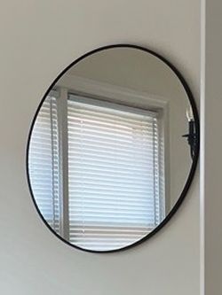 Round Black Framed Wall Mirror