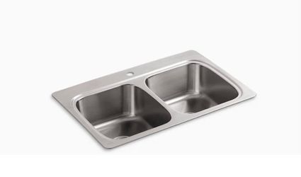 KOHLER 5267-1-NA Verse 33" Kitchen Sink Drop In Top-Mount Double-Bowl
