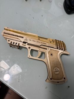 Made wood RUBBER-BAND GUN New NOT REAL 