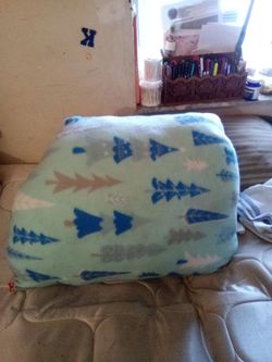 Fleece Pillow with Christmas Tree Print
