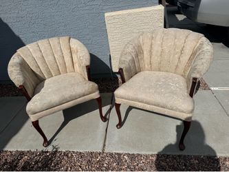 Pair of Vintage Shell Back Armchairs
