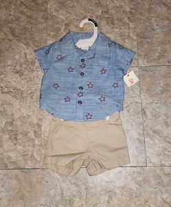Cat& jack 4th of July babh boy 2pc set new