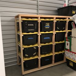 12 Bin Storage Tote Shelving Rack With Top Shelf Additional Storage