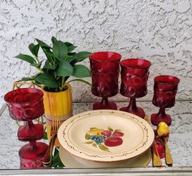Vintage one of a kind glassware full set  NORITAKE SPOTLIGHT RUBY RED CADMIUM