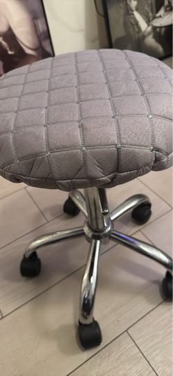 Rolling Stool with Quilted Seat