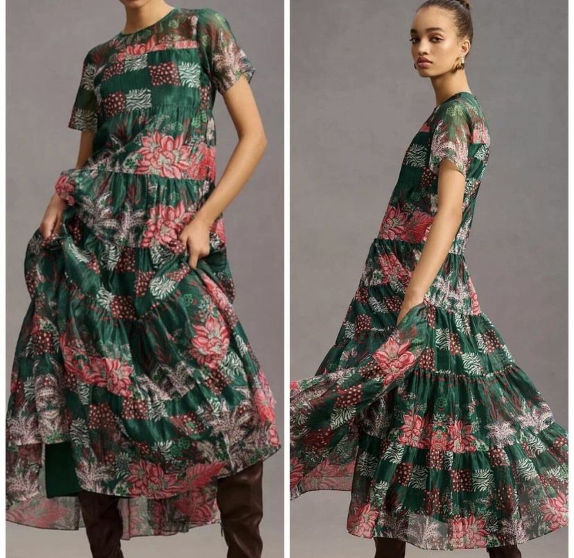 Anthropologie floral patch work dress. S