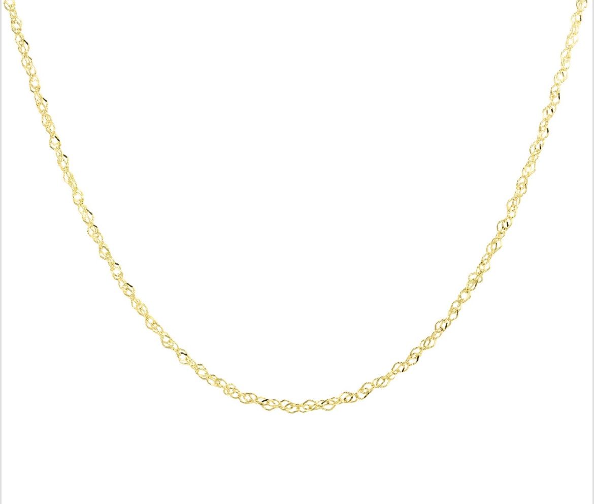 14K Yellow Gold Diamond-Cut Singapore Chain