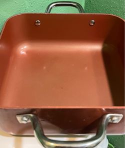 Simply Ming Copper Square Nonstick Casserole Pan 5 qt Double Handle Gas/Electric 9’