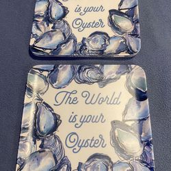 Brand New Set Of Small Serving Plates That Say The World Is Your Oyster