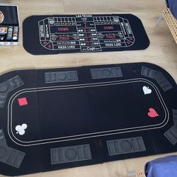 Texas Hold'em Table Top Folding Black Felt 3 in 1 (Poker/Blackjack/Craps) + Table