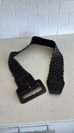 Nice braided black leather belt 43 inches long