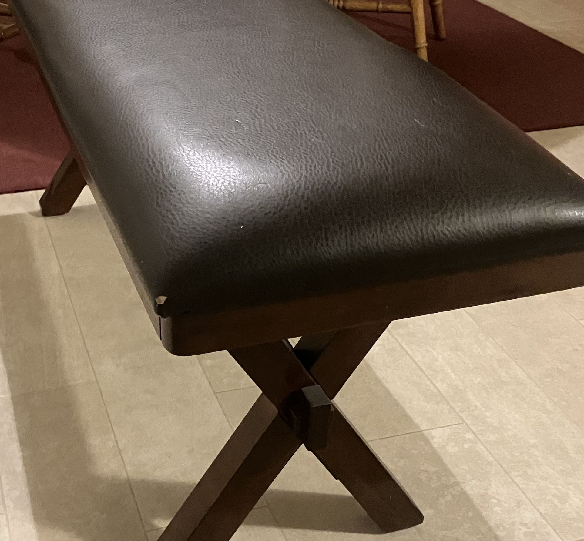 Whalen Bench Leather And Dark Wood
