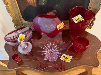 Red Glass Decorative Pieces Collection