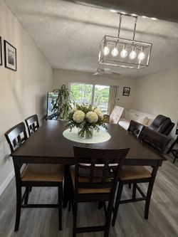 Used Dining Room Set Table and Chairs with spinning center glass
