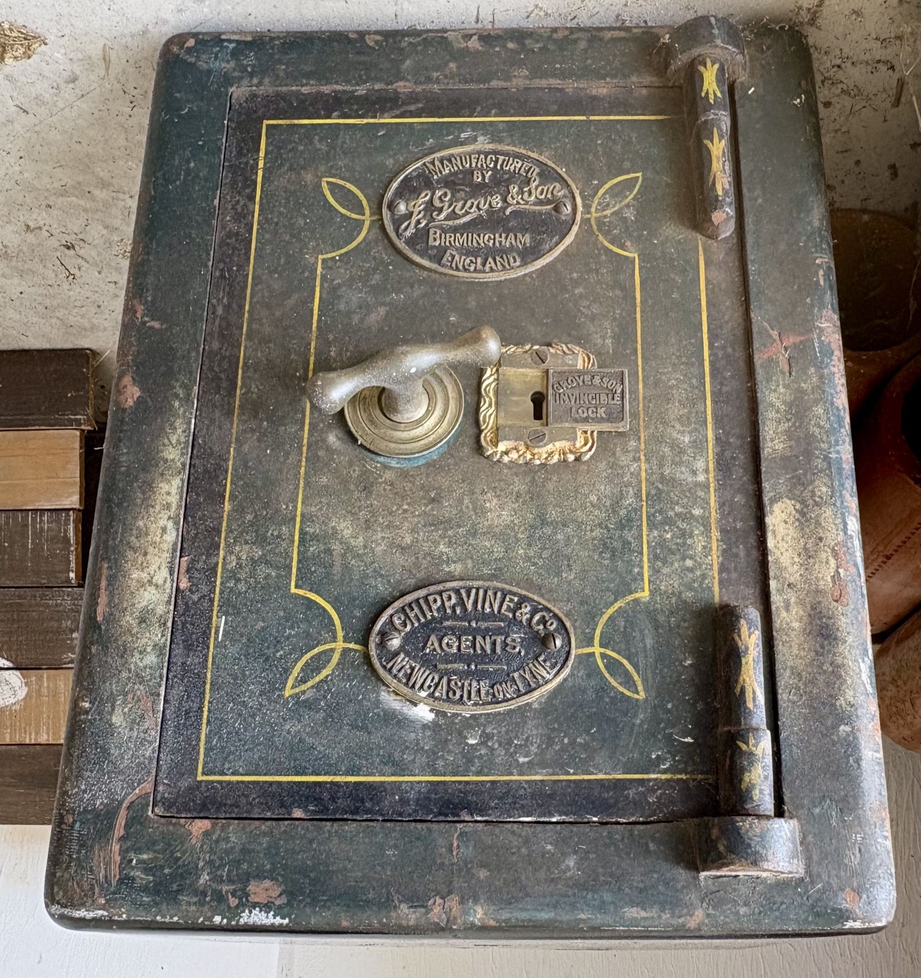 Antique Bent Steel English Safe
