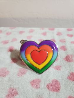 Bath and Body Works Rainbow Heart Hand Sanitizer Holder Keychain
