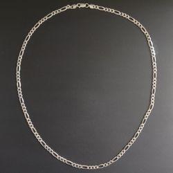 .925 Sterling Silver Figaro Link Chain Necklace - 28 in & 5mm - 21 grams