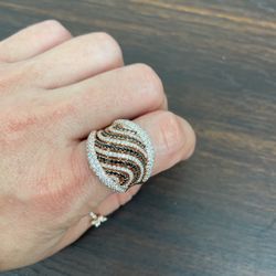 Sterling silver 925 ring for female dipped in rose gold with cubic zirconia