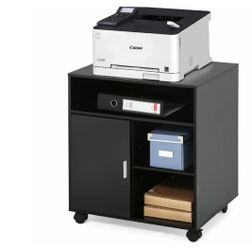 File Cabinet Mobile Printer Stand with storage on wheels 3 Shelf Multiple finishes Black PS406001WB