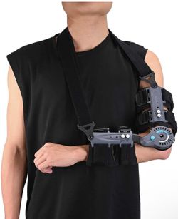 Hinged ROM Elbow Brace w/ Sling Stabilizer Adjustable Post-Op Support (Left)