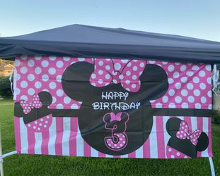 Minnie Mouse 3rd Birthday Party Backdrop Banner