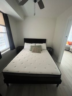 Queen Bed Frame and Mattress