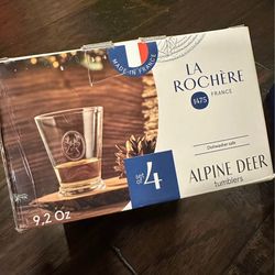 La Rochere (France) - Set of wine 4 glasses/ tumblers with alpine deer design *NEW*
