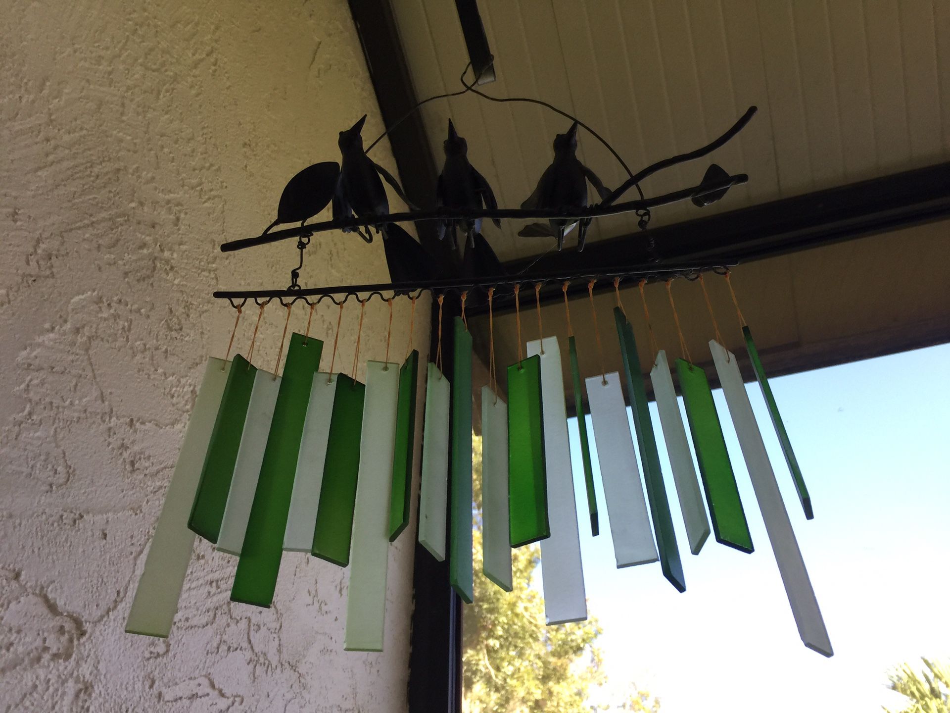 Art glass bird wind chimes