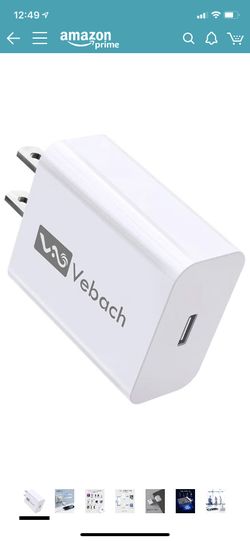USB C Charger,Vebach 18W Fast Power Delivery Adapter,Ultra-Compact USB-C PD Wall Charger for iPhone 11/11 Pro/11 Pro Max/XS Max/XS/XR,AirPods Pro,iPa