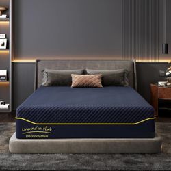 10Inch Memory Foam Queen Mattress with Green Tea Cooling Gel, CertiPUR-US Certified, Breathable & Supportive Mattress in a Box, Navy Blue