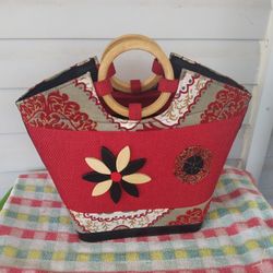 1PC Beautiful Authentic African Red  Handbag.