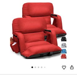 Wide Stadium Seats With Back Support 2 Pack, Exclusive "Sofa Style" Design Extra Thick Bleacher Chairs With Back and Cushion, 6 Reclining Positions - 