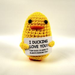 Handmade Crochet Duck Plush Easter Basket Stuffer Gift 4in Cute