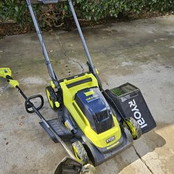 Ryobi 18v Self Propelled Mower w/ 18v Whisper Series String Trimmer Tool Only