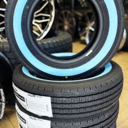 155/80/13 Gripmax 35MM White Wall Tires Set New 