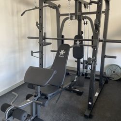 Vesta Fitness Smith Machine 1001 w/Bench Attachment | 245lb Cast Iron Olympic Weights | 7ft Olympic Bar | Fitness | Gym Equipment | FREE DELIVERY 🚚 