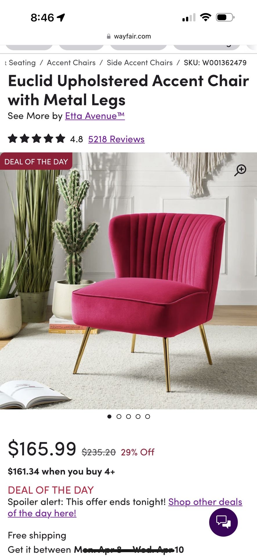 Hot Pink Accent Chair 