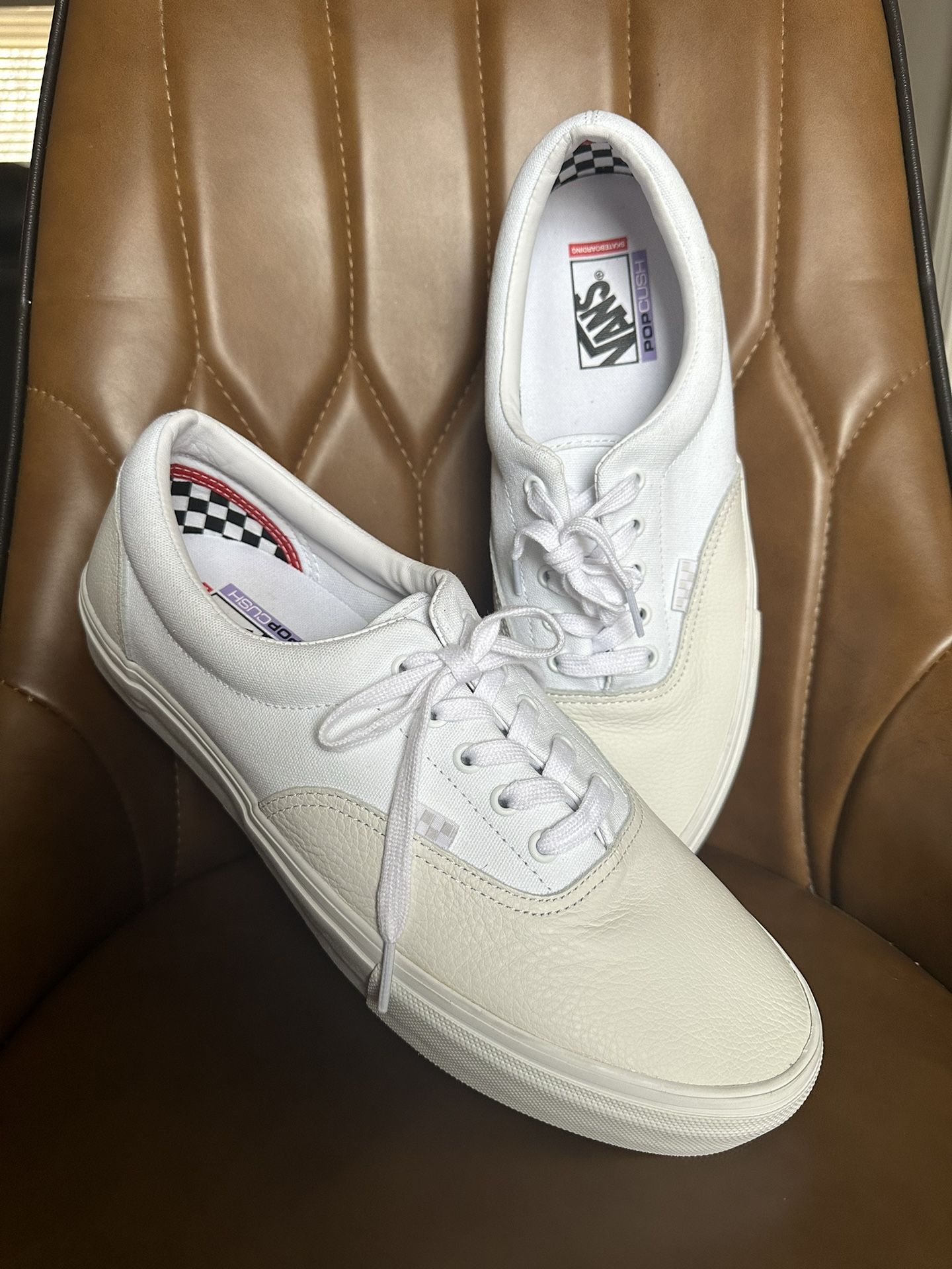New Vans Authentic Premium Leather White Sneakers Low-Top Shoes 