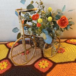 Vintage Boho  Bamboo Bicycle Planter