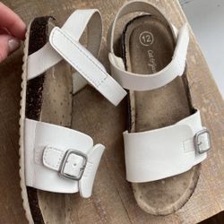 Girls White Velcro Strap Sandals Size 12