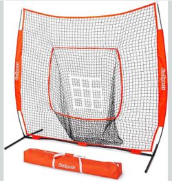 GOSPORTS Red 7 FT X 7 FT BASEBALL & SOFTBALL PRACTICE HITTING & PITCHING NET