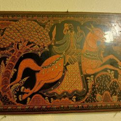 Unique Etched Burmese  Lacquerware Painting