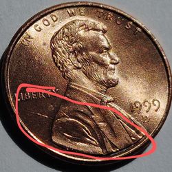 1999 Lincoln 1 Cent Penny Coin MINT ERROR