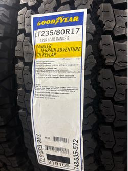 LT235/80 R17 Goodyear all terrain with Kevlar (Dulley)