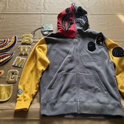 A Bathing Ape Full Zip Patch Hoodie Malasia - Gray