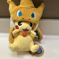 New Pikachu In A Mega Charizard Y Pancho Pokemon Plush